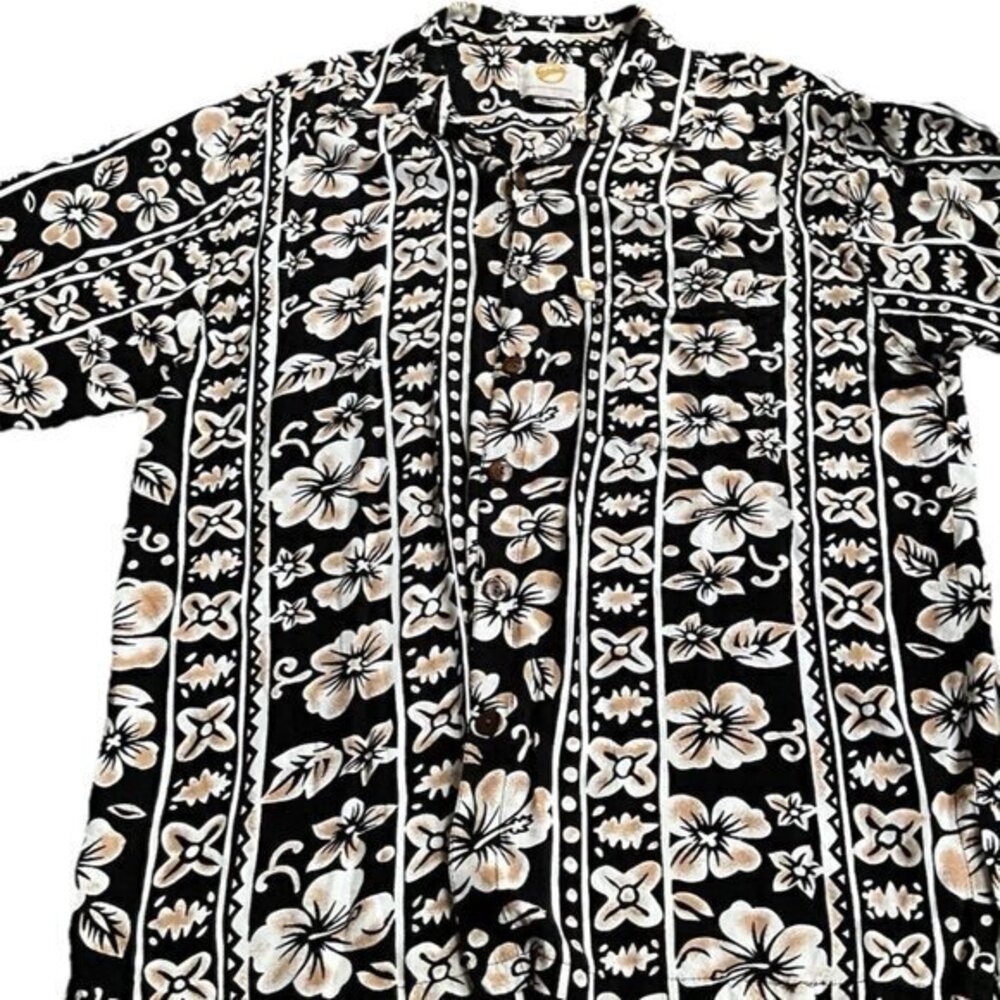 Vintage Kahala Sun Hawaiian Shirt Short Sleeve Rayon Button Men’s Sz L Brown